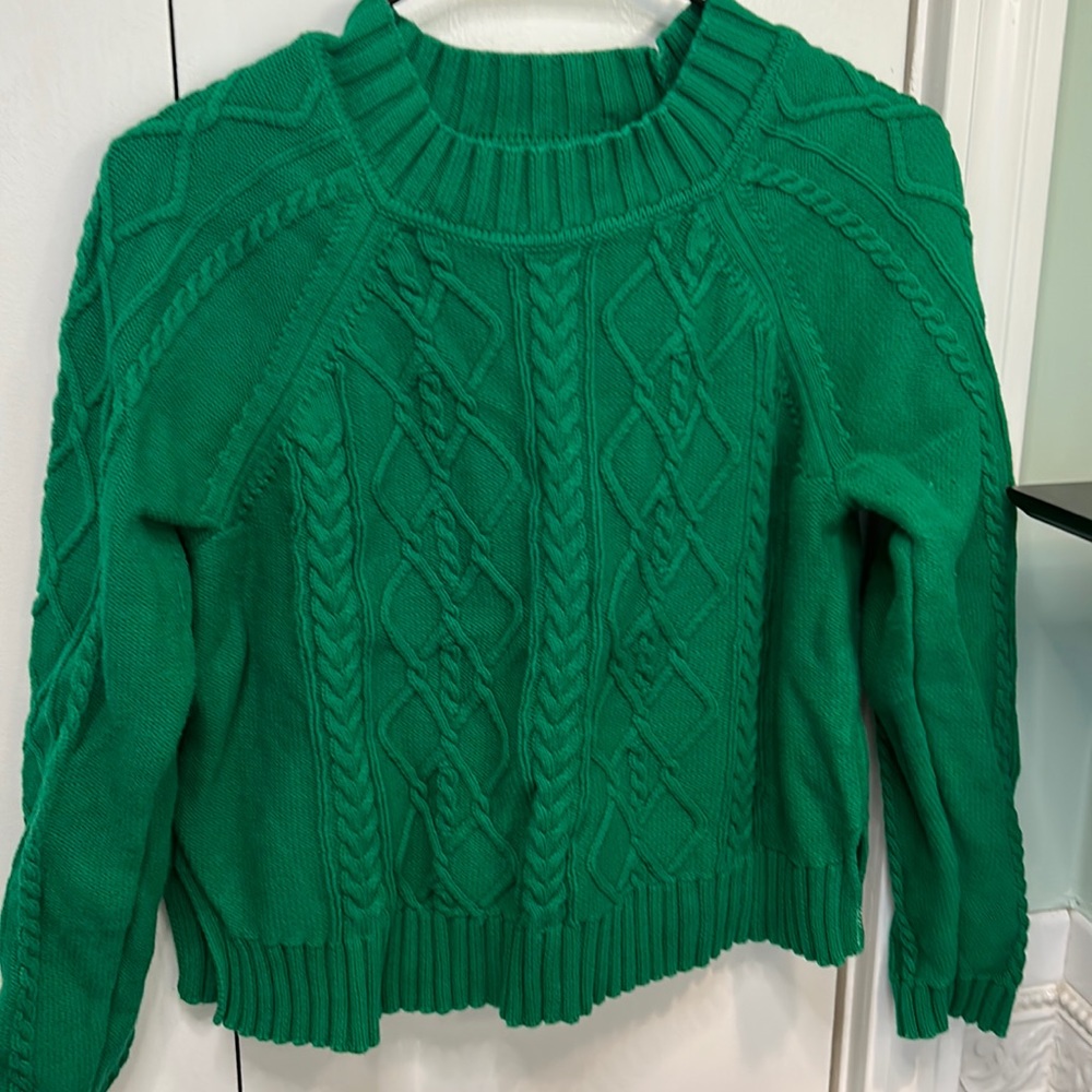 Kelly Green Cropped Irish Sweater